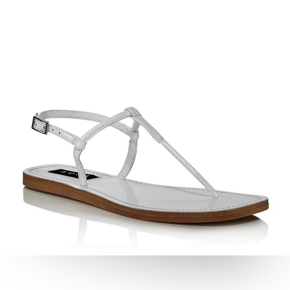 Nib AQUA Zen Patent Slingback Flat Sandals in White